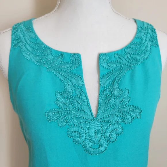 Jessica Howard Sleeveless Embellished Teal Green Sheath Dress - Picture 3 of 7